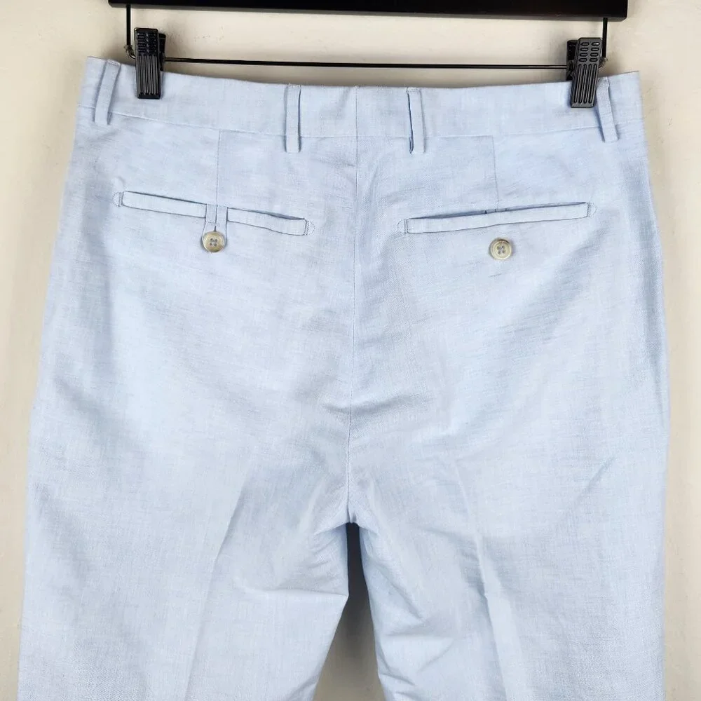 NWT Banana Republic Tailored Fit Linen Cotton Suit Pants Blue 30x32 (32x27.5)